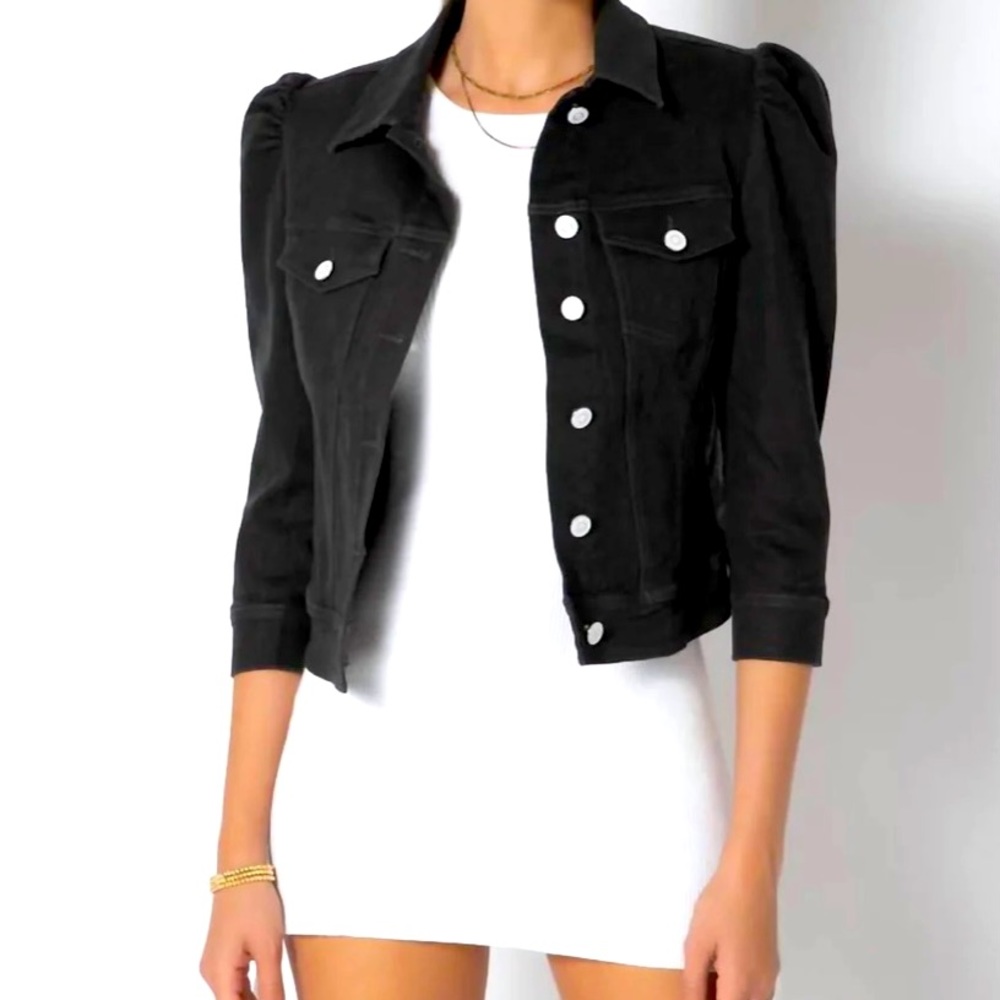 Tart Black Blue Jean Jack Puffy Sleeves